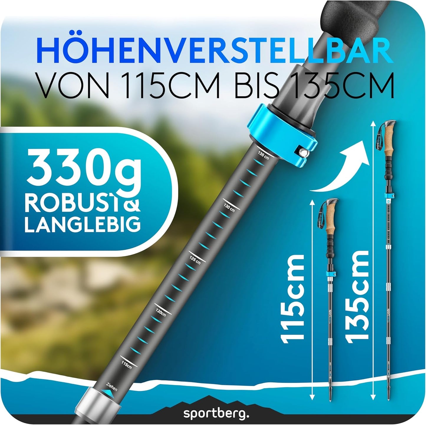 Teleskopierbare Trekkingstöcke, Aluminium