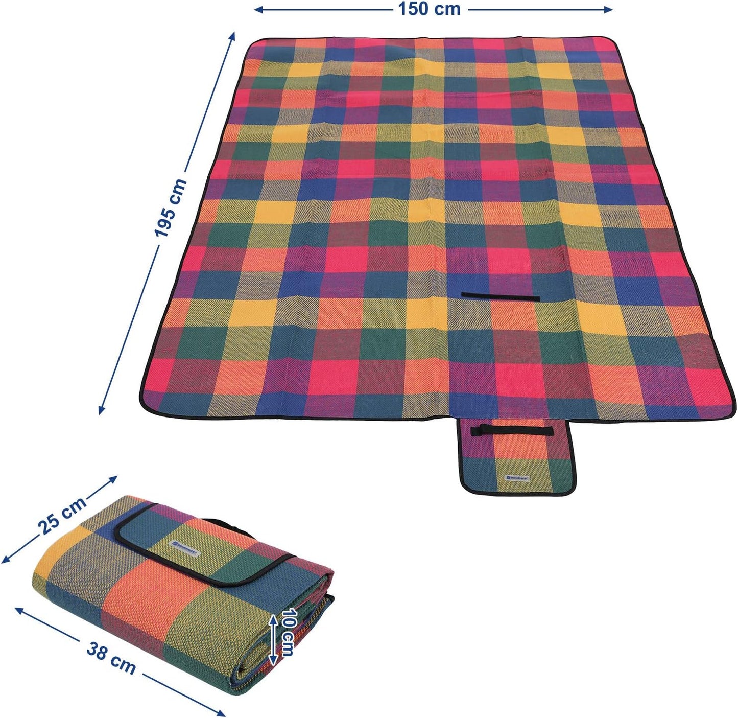 Picknick- und Campingdecke, Rot-grün-orange 150 x 195 cm (Rechteckig) Single