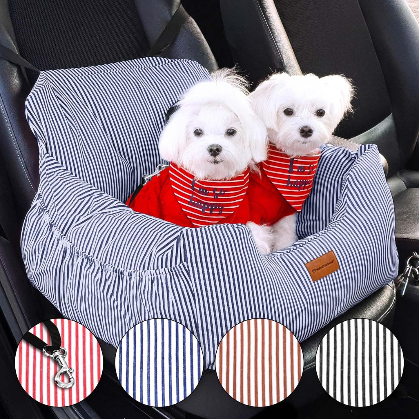 Hunde Autositz mit Sicherheitsgurt, waschbar, M Blau