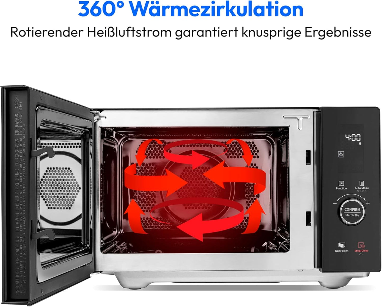 Mikrowelle mit Grill & Heissluft (Modell MD12041), 25 Liter Ober-Unter Grill + Heissluft