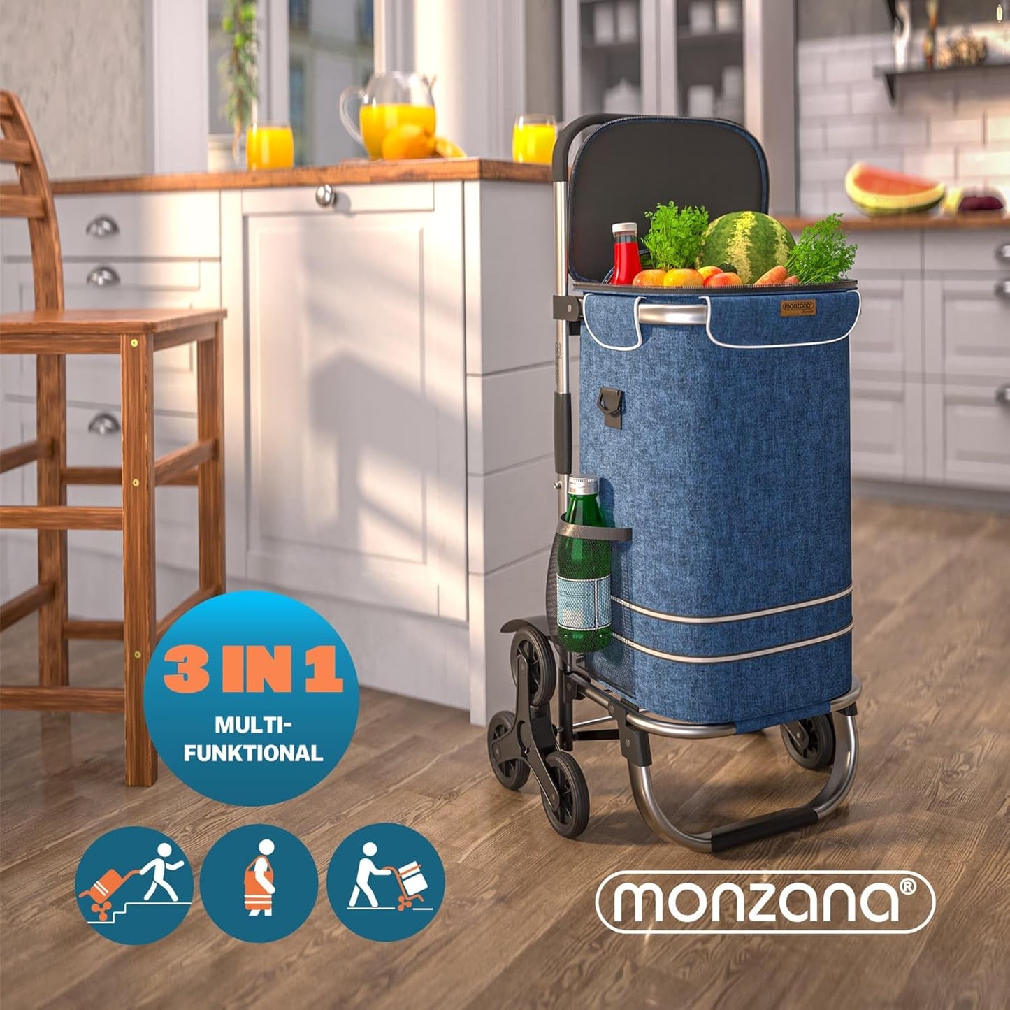 2in1 Einkaufstrolley, Blau