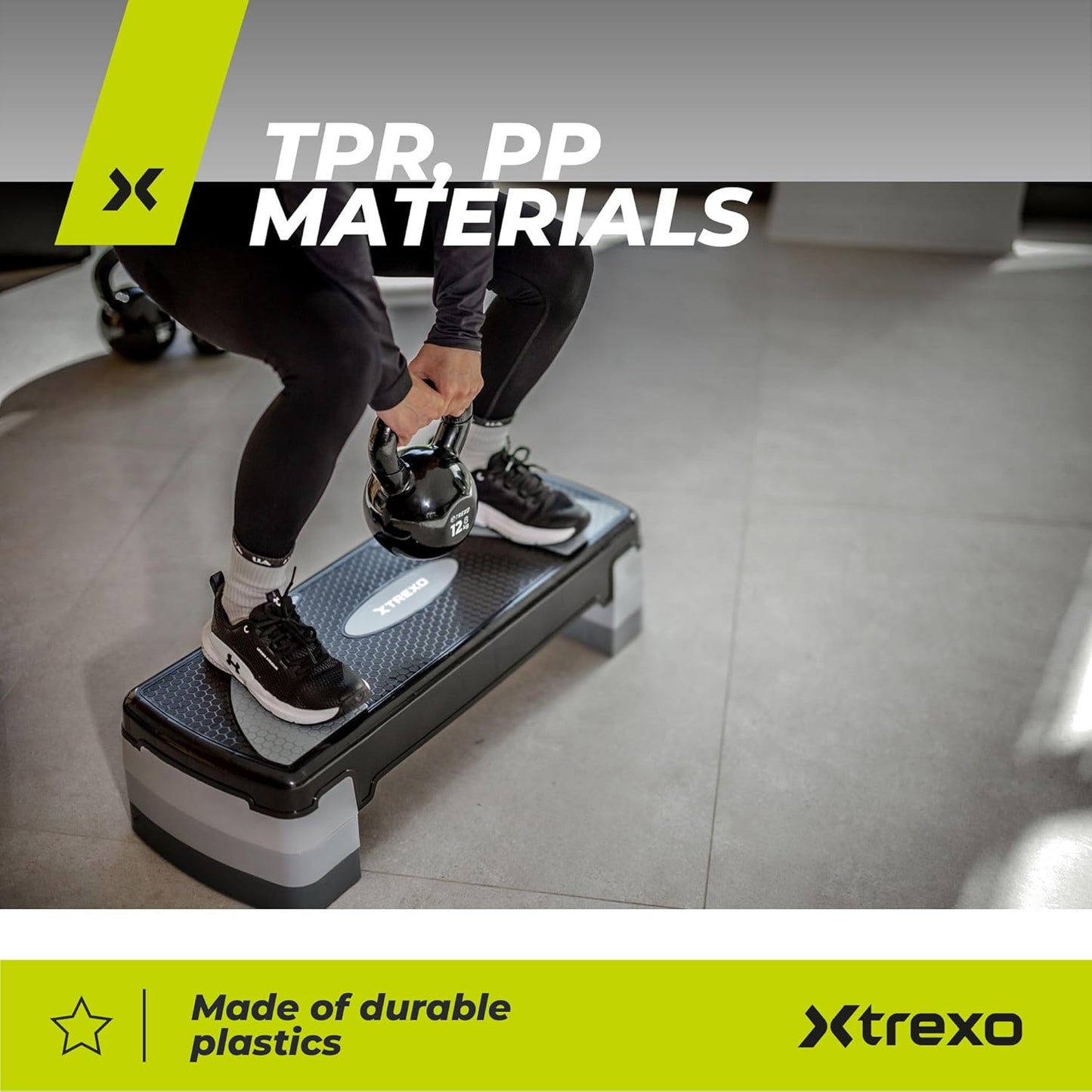 Höhenverstellbarer Aerobic Stepper für Fitnesstraining, Grau