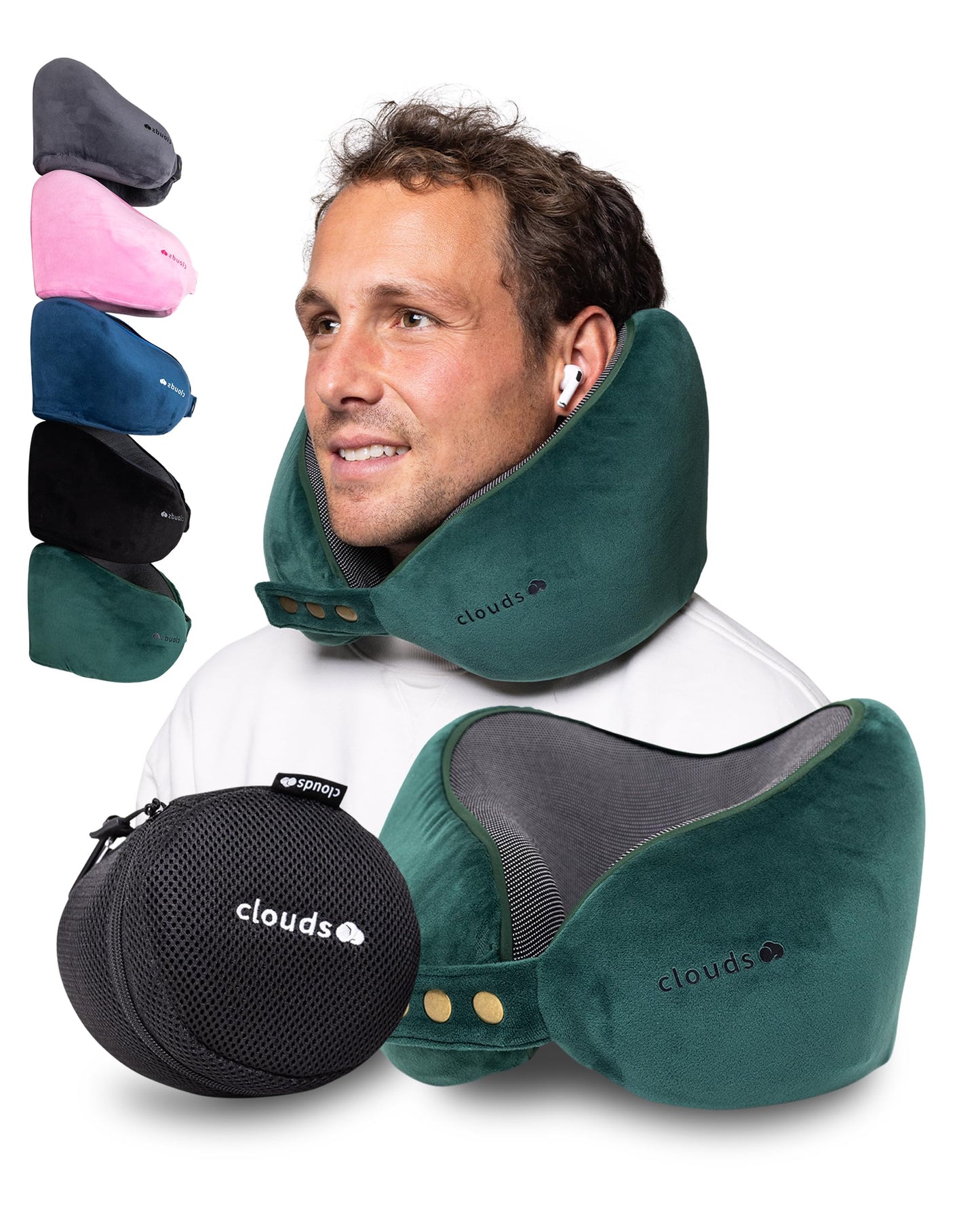 Einstellbares Memory Foam Reisekissen (2 Grössen), Grün L/XL