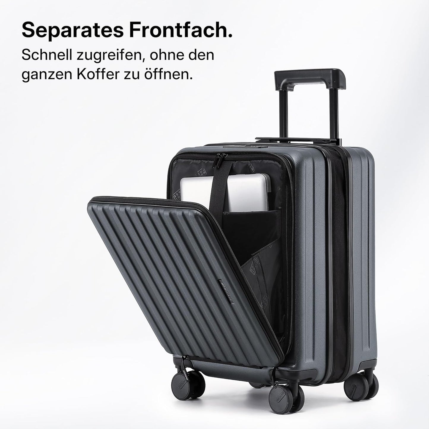 Hartschalen-Trolley mit Laptopfach, M (Laptopfach)-50cm Businessgrey