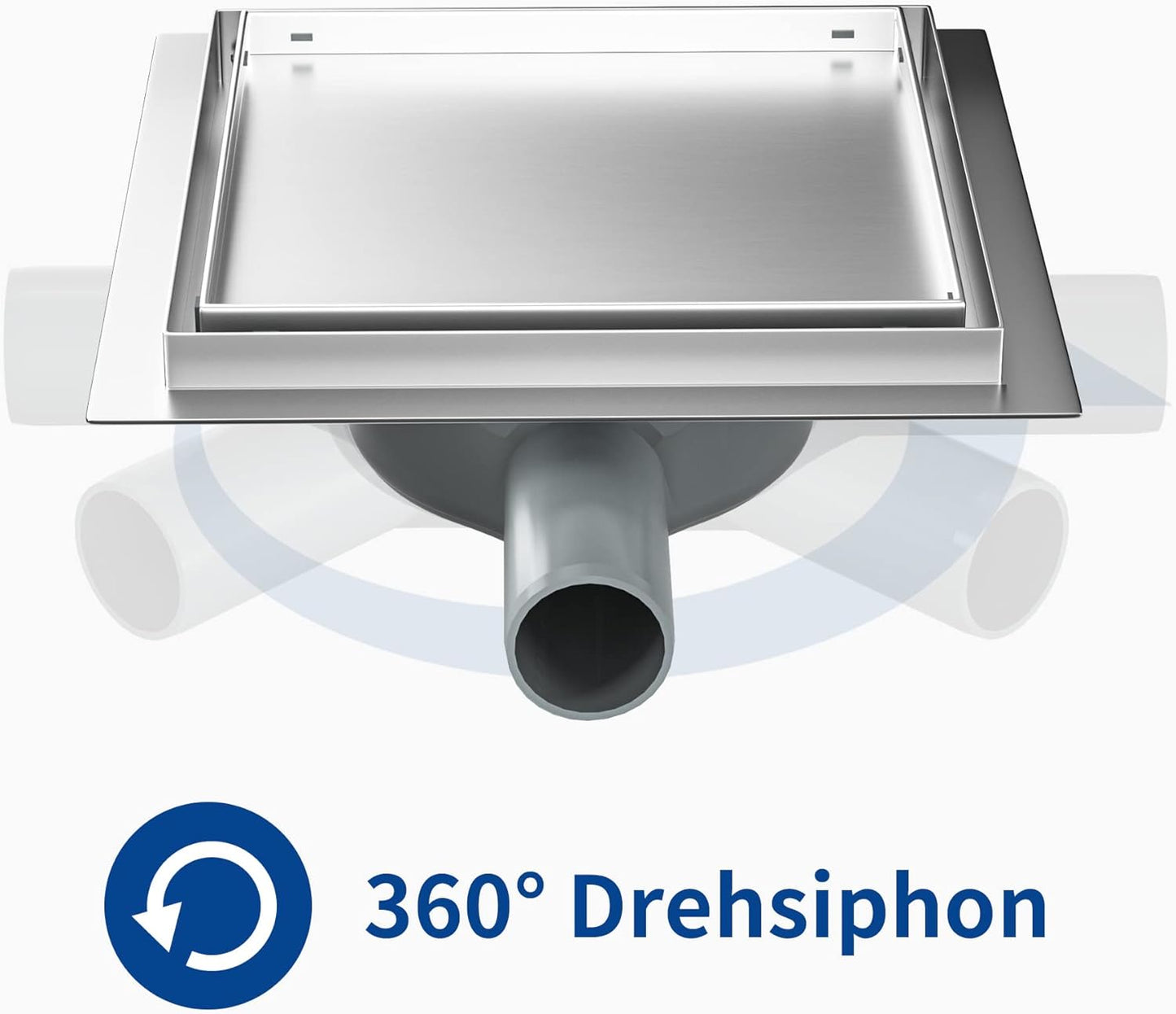 Quadratische Duschrinne, Silber 20cm