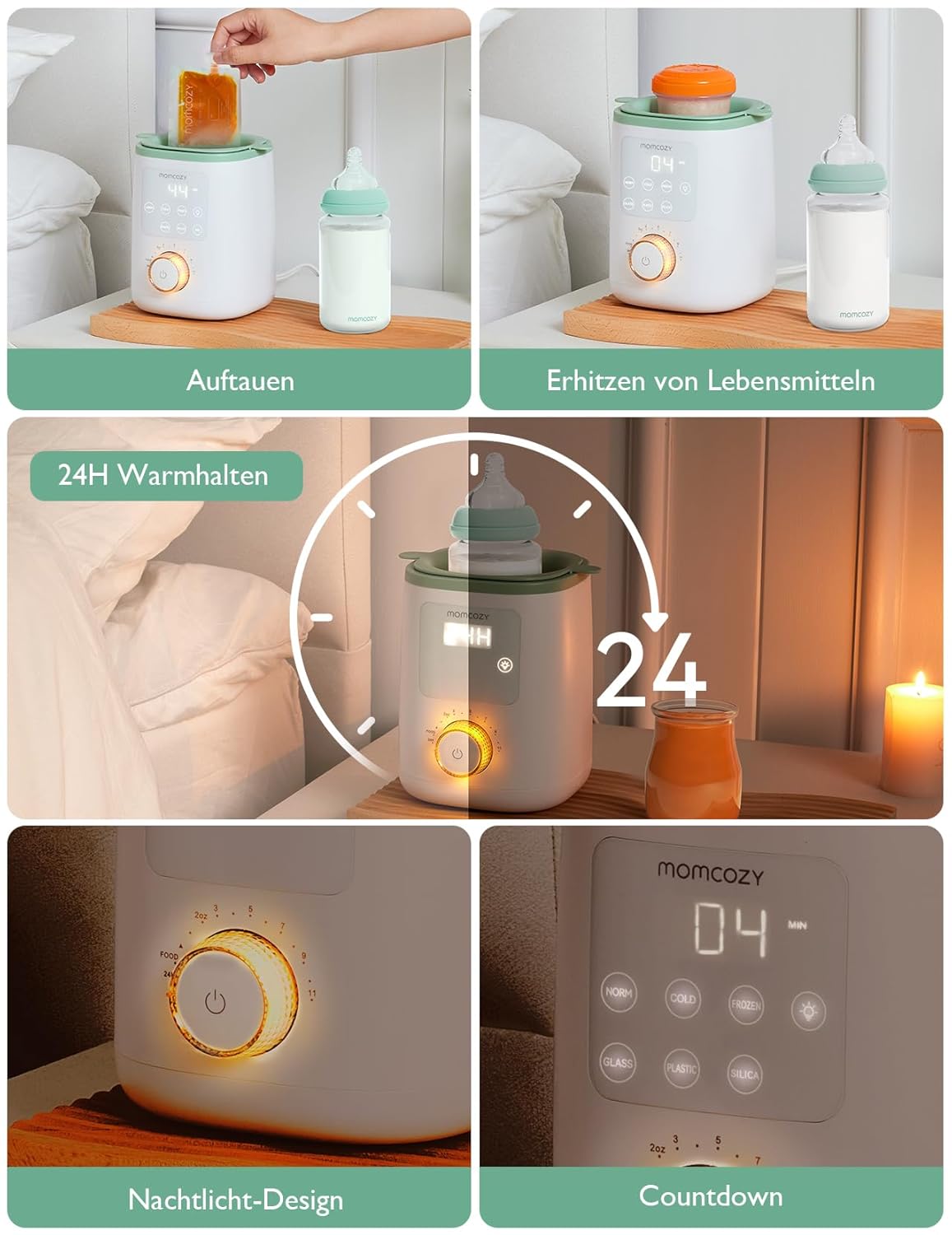 Nutri-Flaschenwärmer MW02 mit Nachtlicht und Schnellaufheizung