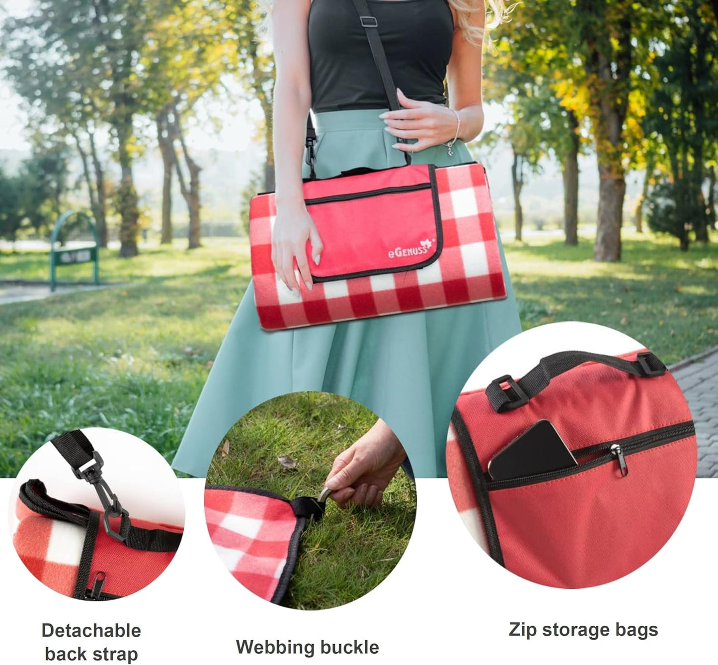 Picknickdecke mit Reissverschlusstasche, 1 Set