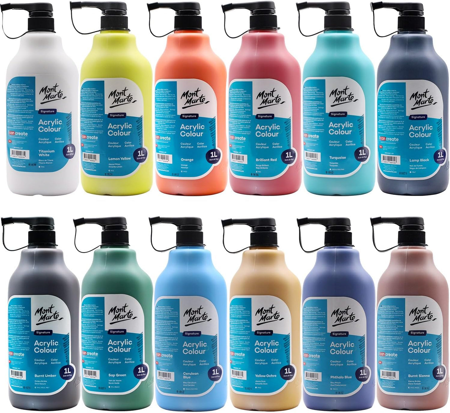 12-teiliges Acrylfarben-Set mit Pumpdeckel, Multi 83.33 ml (12er Pack)