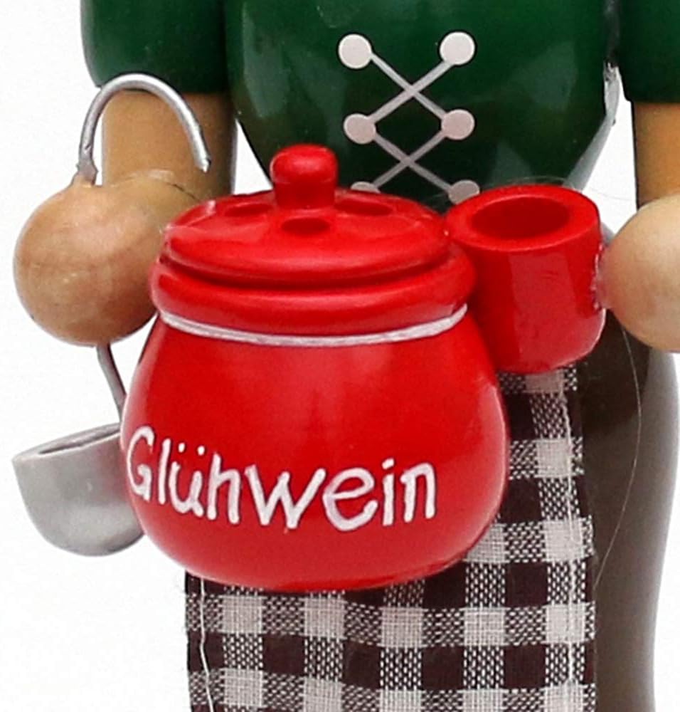 Räucherfigur Glühweinfrau mit dampfendem Glühweintopf, Tasse & Schöpfkelle