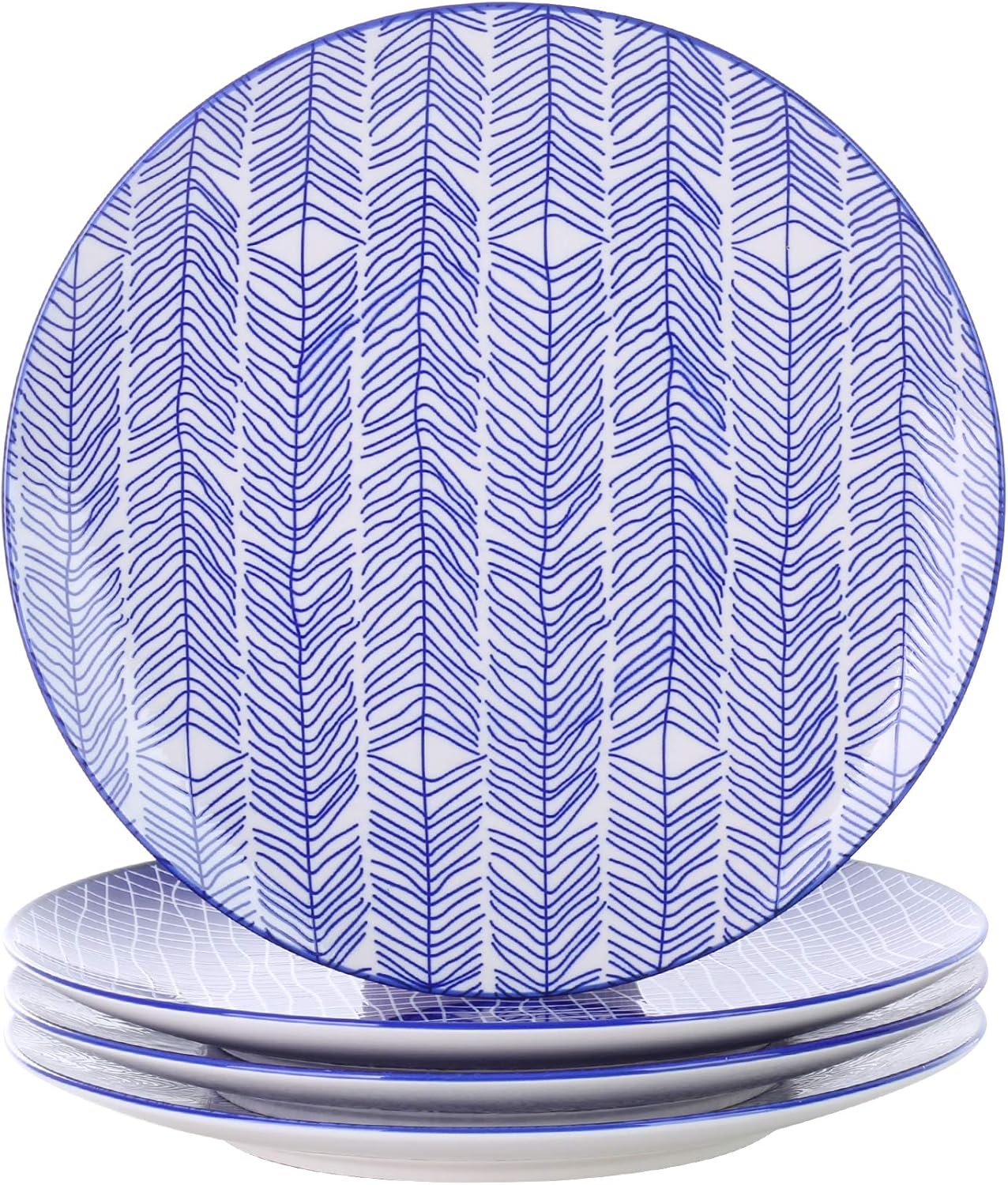 Takaki Porzellan-Flachteller-Set (4-teilig, 27 cm), 4-teilig Speiseteller Blau + Creme