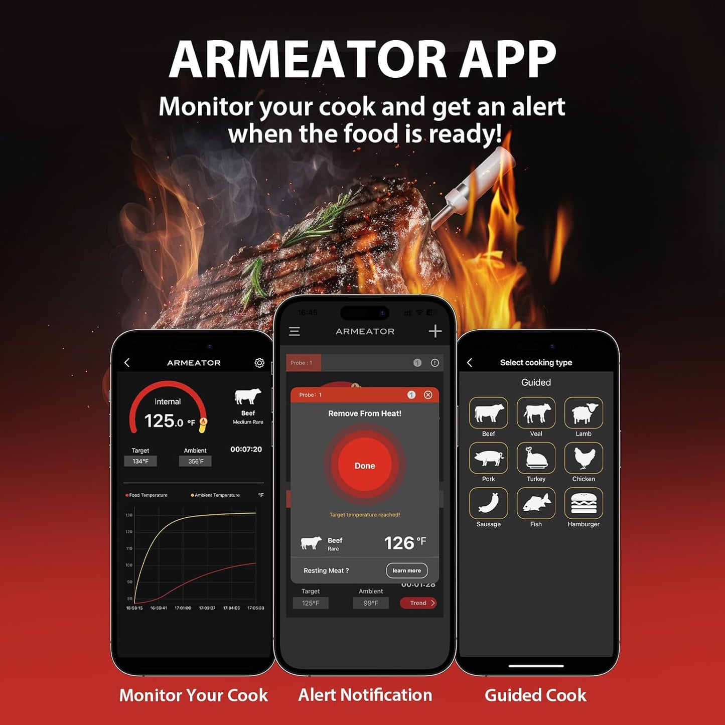 Digitales Grill- und Bratenthermometer mit Schnellanzeige, L