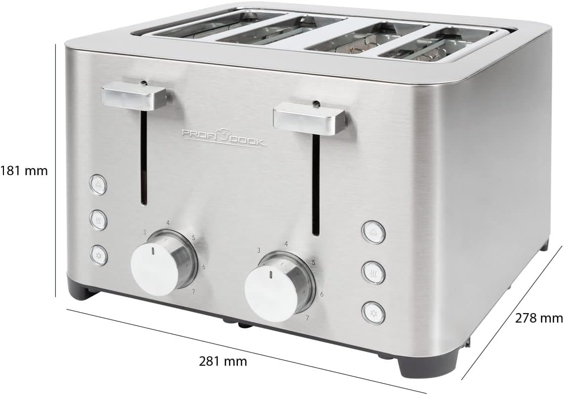 PC-TA 1252 inox - Toaster für 4 Scheiben mit Brötchenaufsatz, PC-TA 1252 inox
