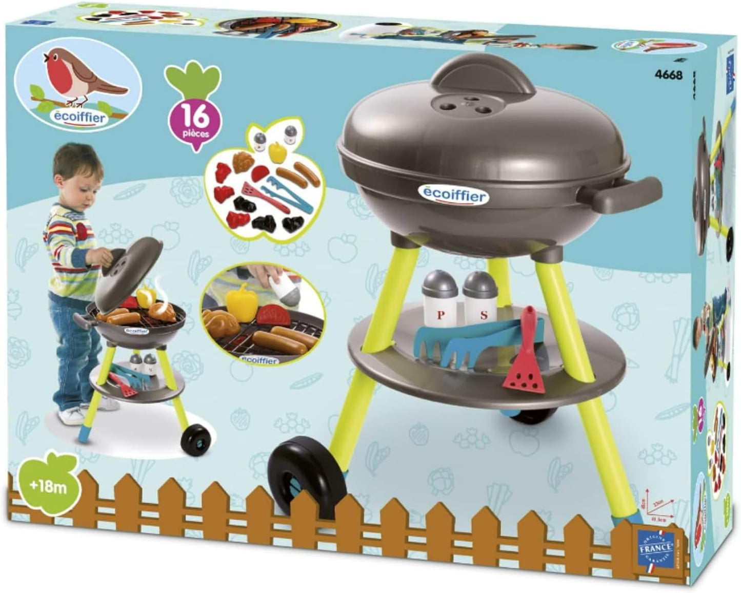 Spielzeug-Kugelgrill-Set für Kinder, Holzkohlegrill