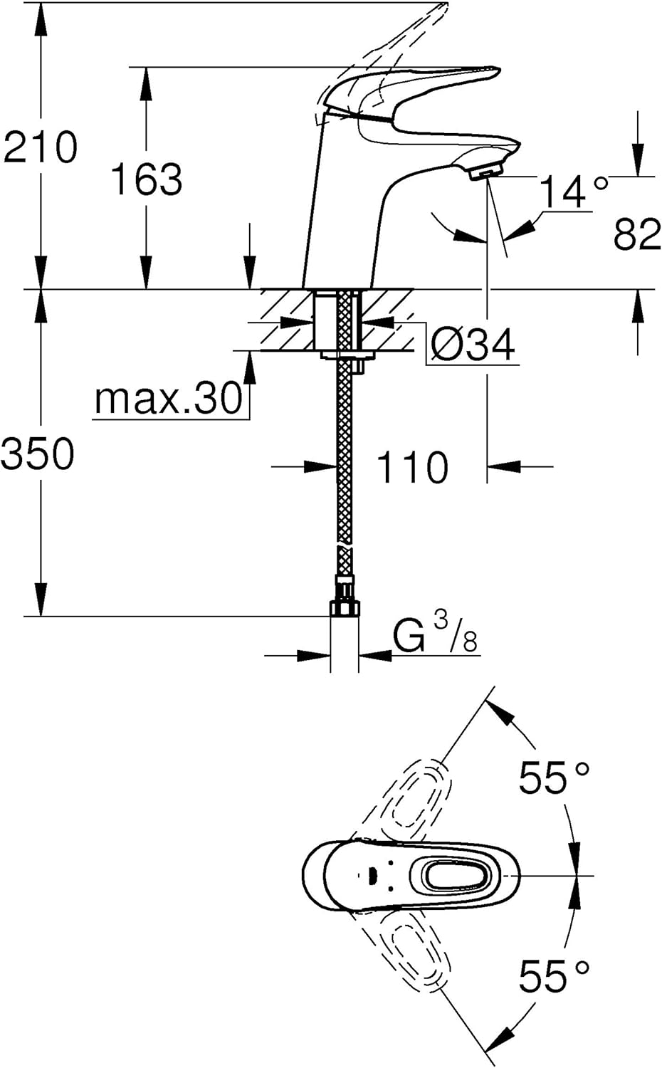 Eurostyle Einhand-Waschtischbatterie, Small|Hebel|Chrom