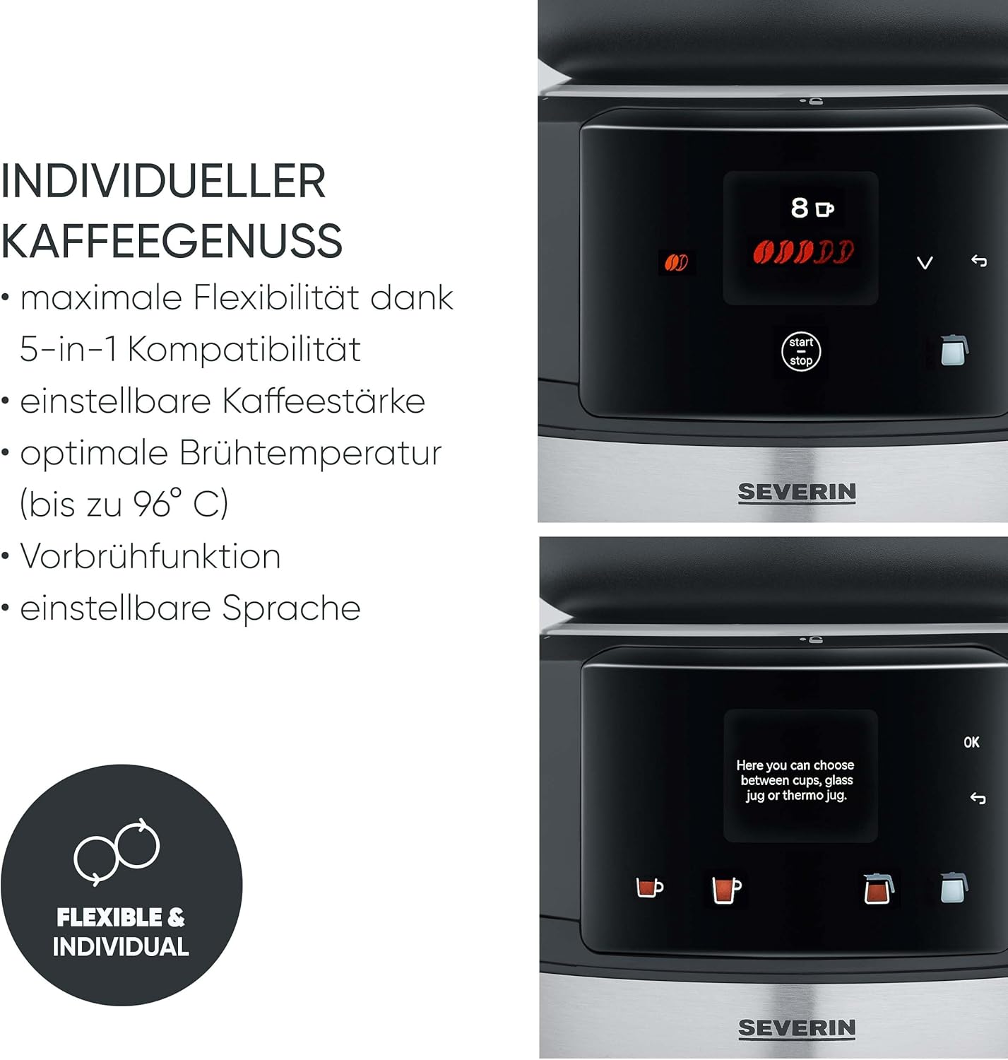 Filterkaffee-Vollautomat mit Thermokanne, Mit Thermokanne