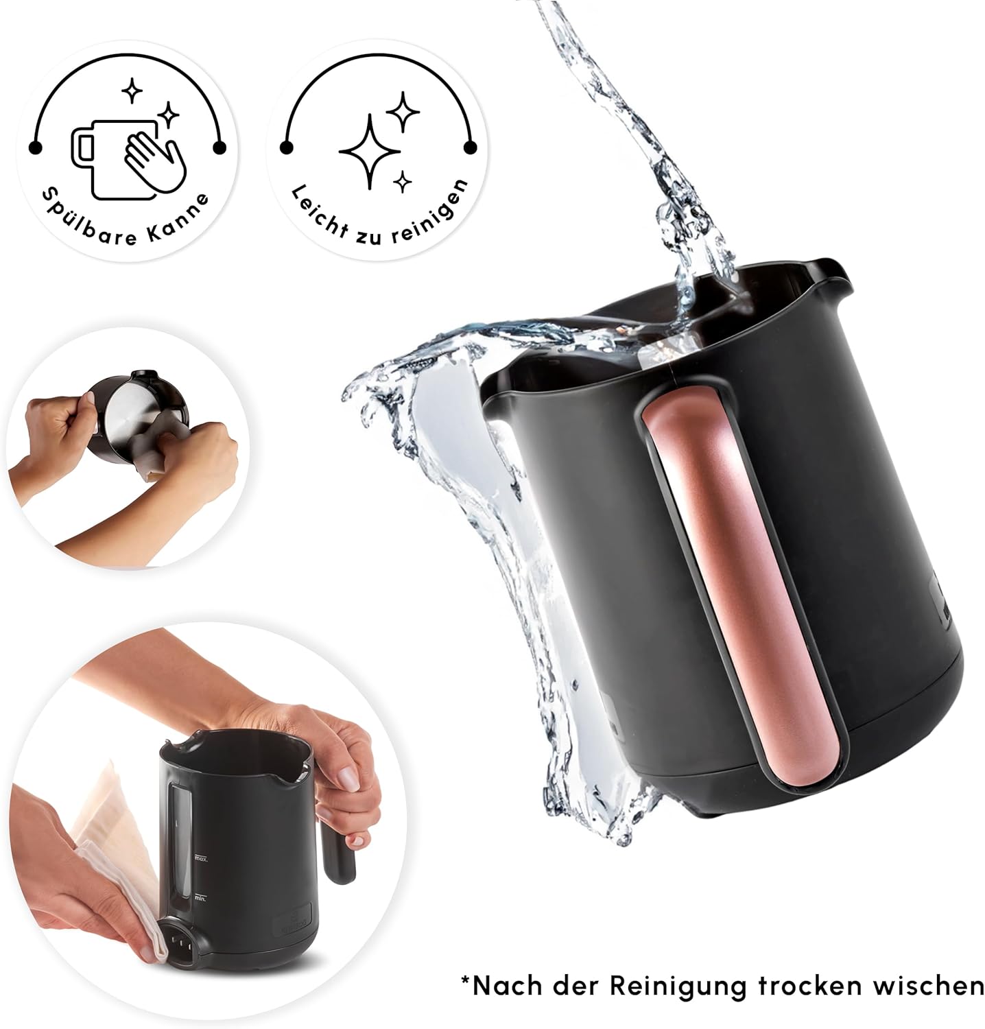 Kaffeemaschine mit Sprachwarnsystem, Roségold