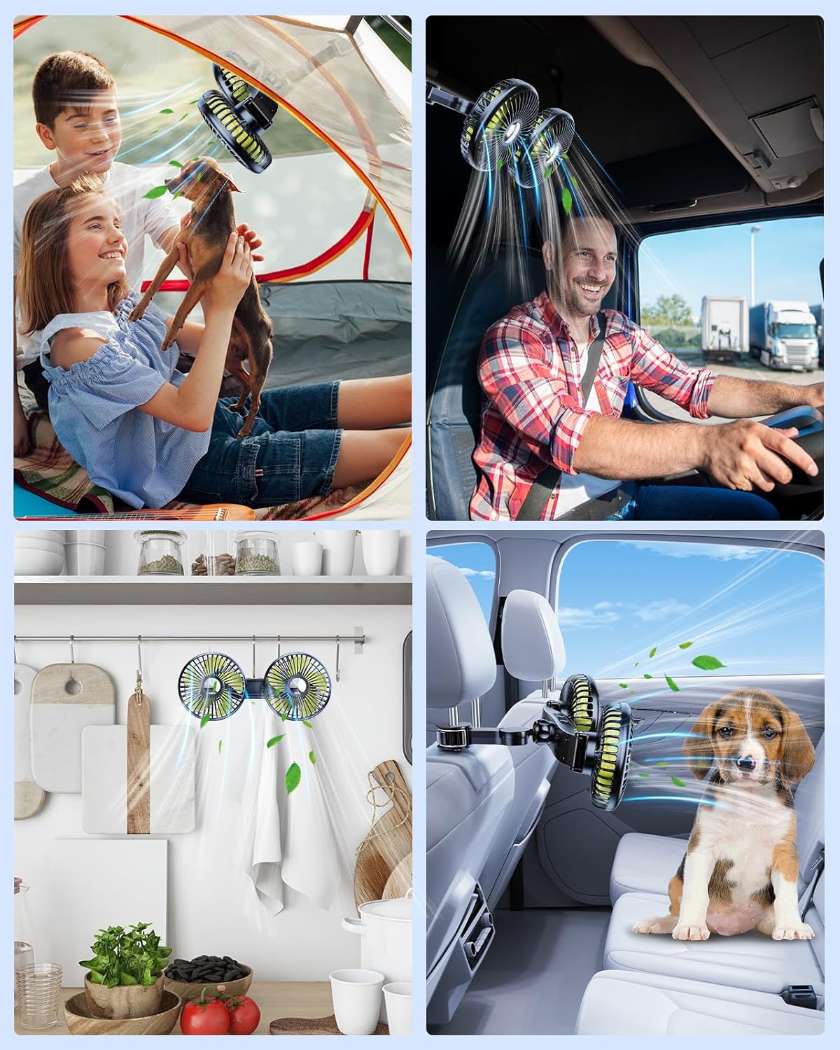 Auto-Rücksitzventilator mit einziehbarem Arm, 2000 mAh