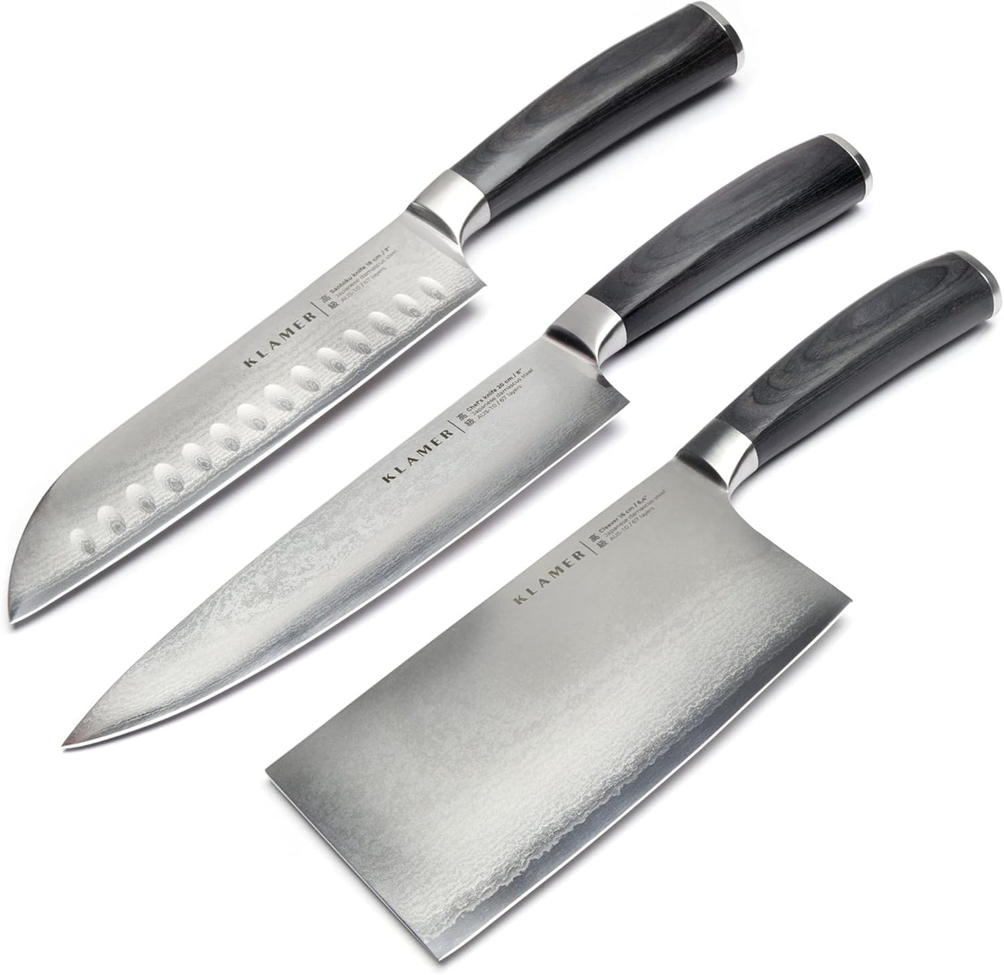 3er Damastmesser-Set, 3er Classic Damast Messerset, Set
