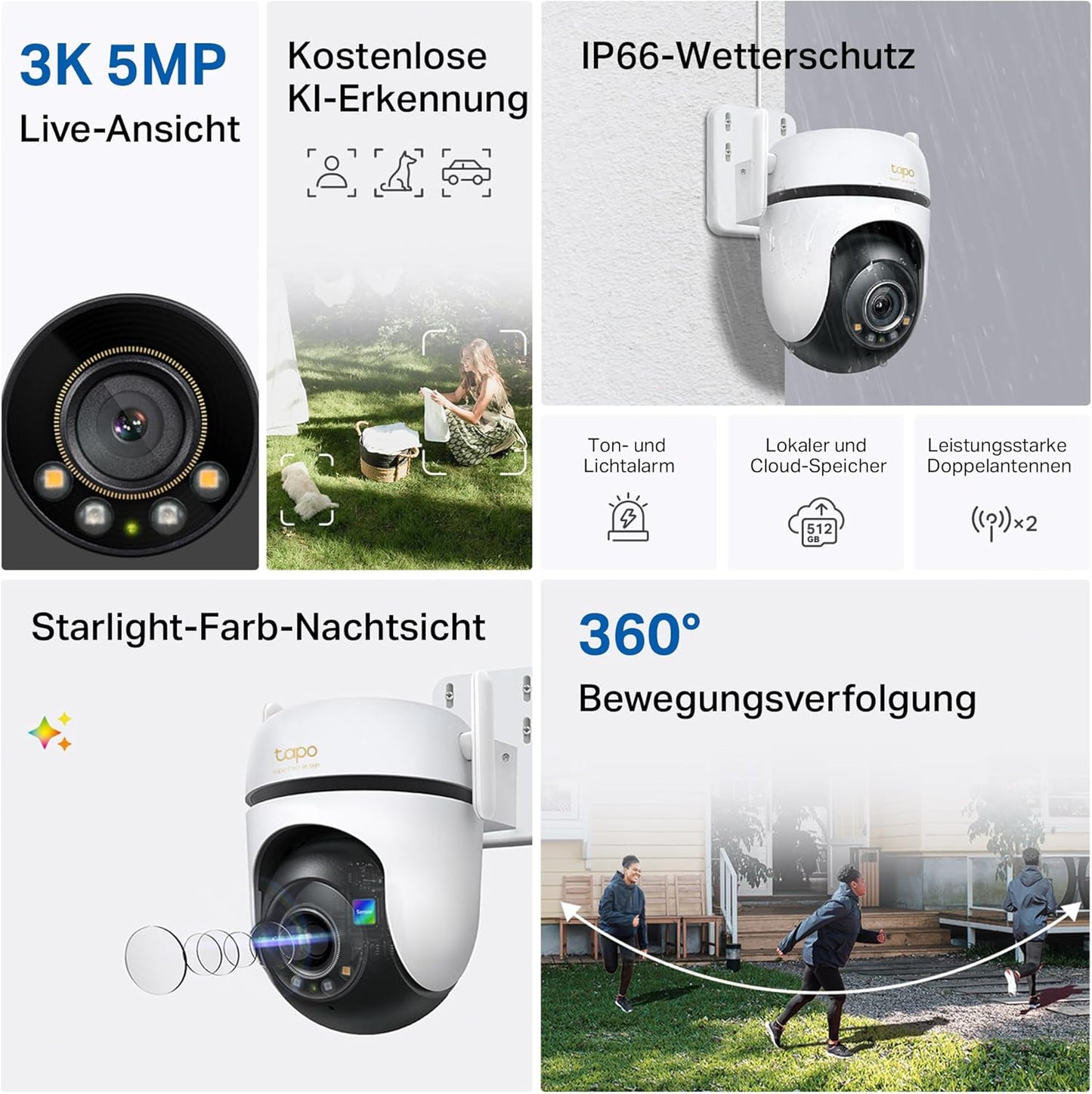 360° Überwachungskamera C530WS mit KI-Erkennung
