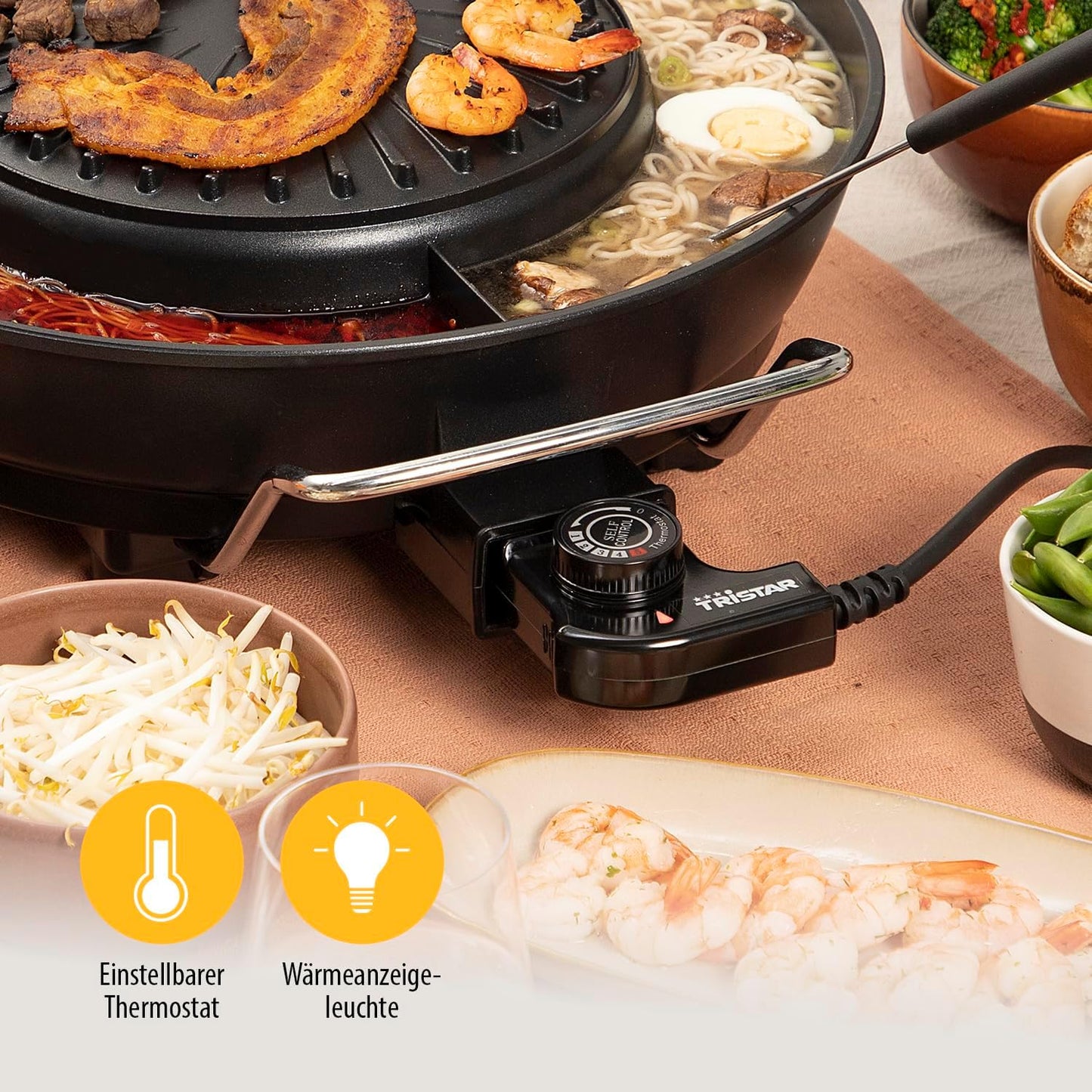 PZ-9131 - Koreanischer Grill & Hot Pot für 4 Personen, Koreanischer Hot Pot & Grill 36 cm ⌀