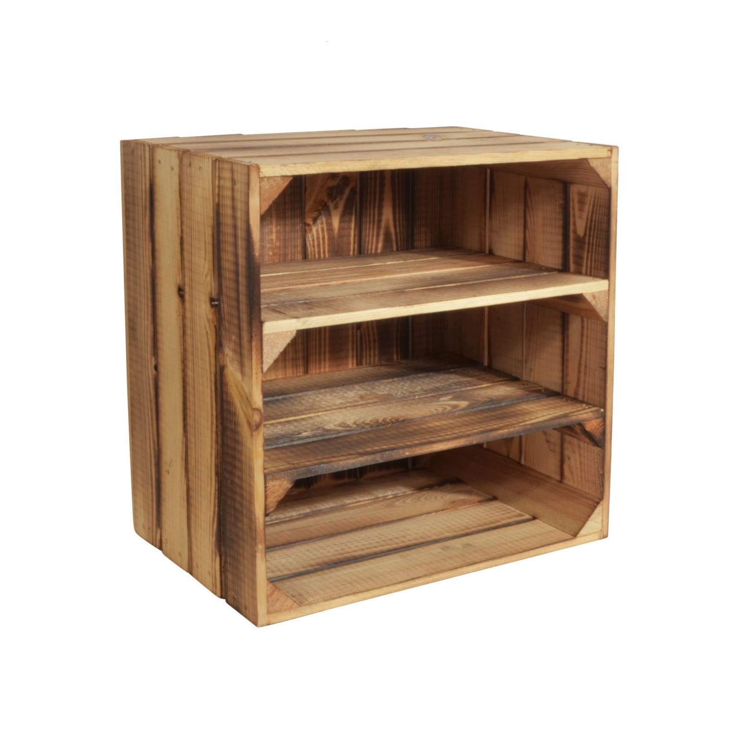 Weinregal aus Holz - Geflammte Holzkisten (2 Stück), 1 2x Geflammt Regal