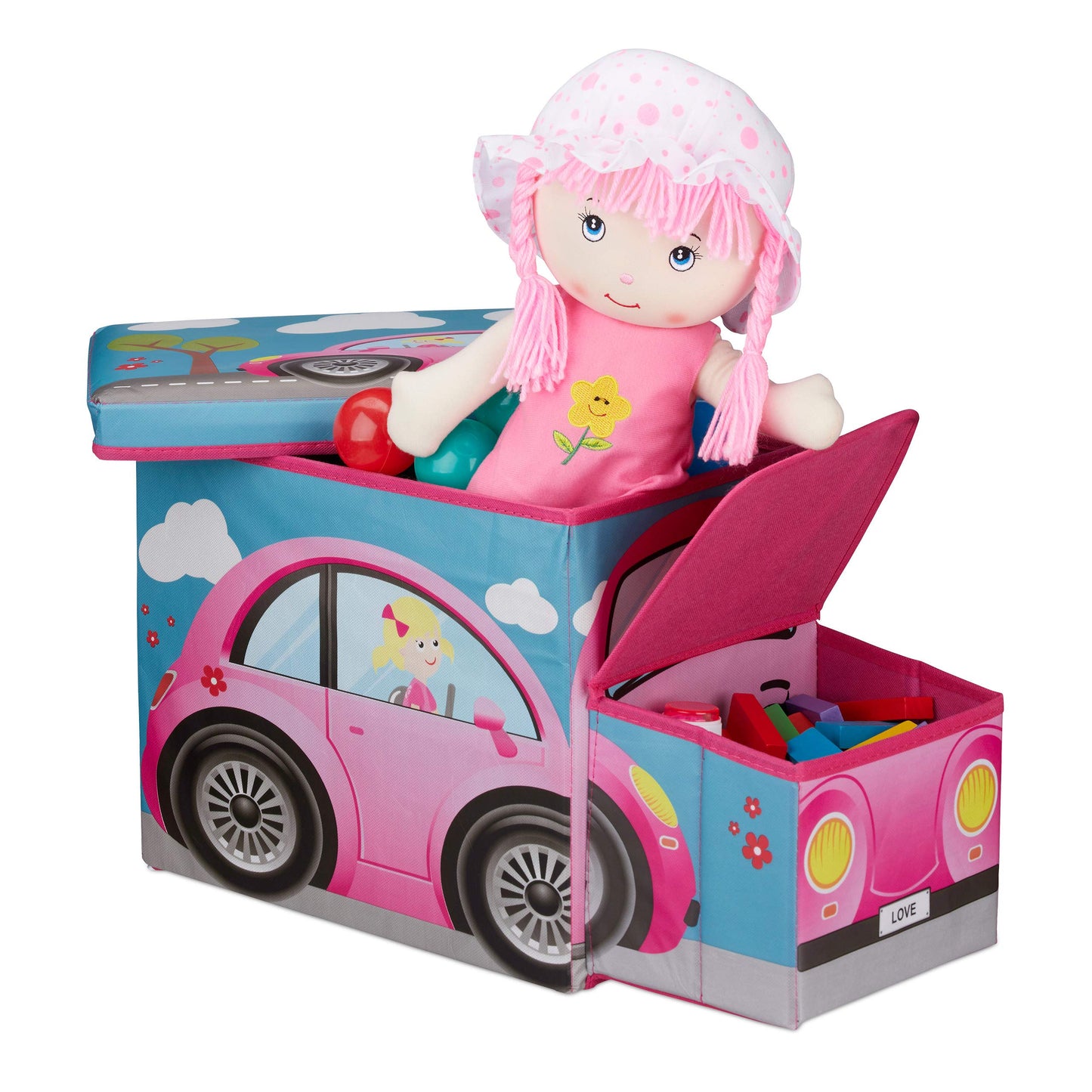 Sitzbox für Kinder, Pinkes Auto