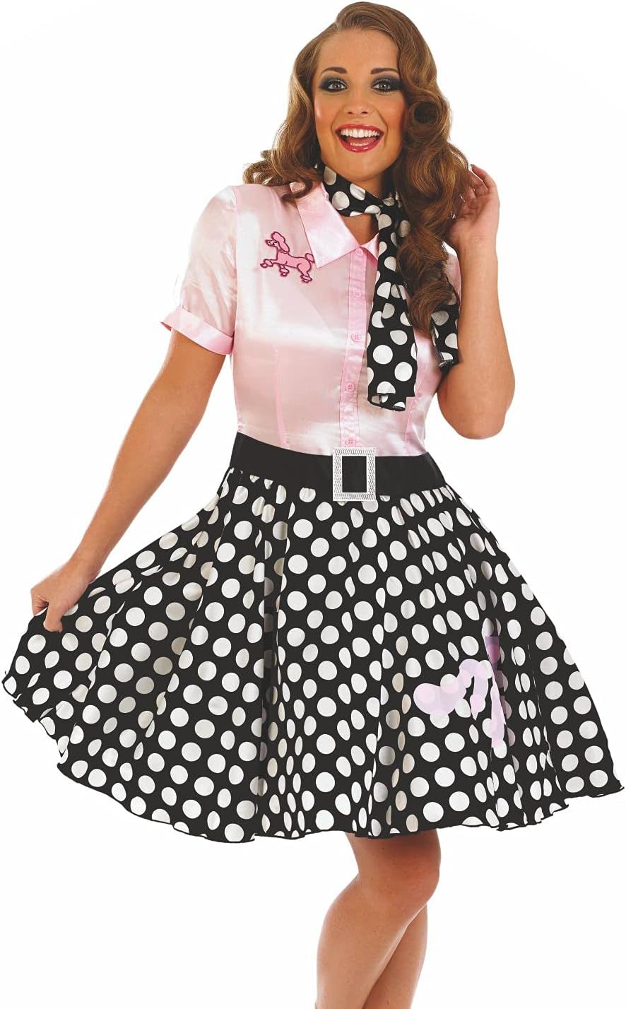 50er Jahre Retro Petticoat Kleid Damen, S Schwarz