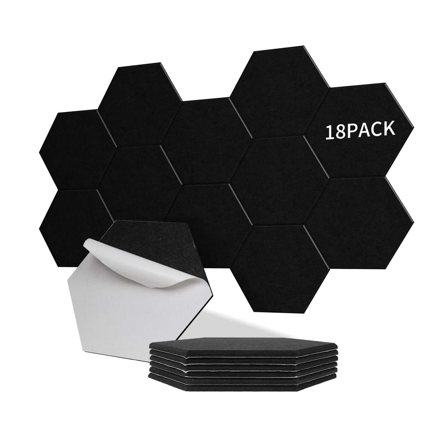 18-teiliges Akustikplatten-Set, 18 Stück schwarz