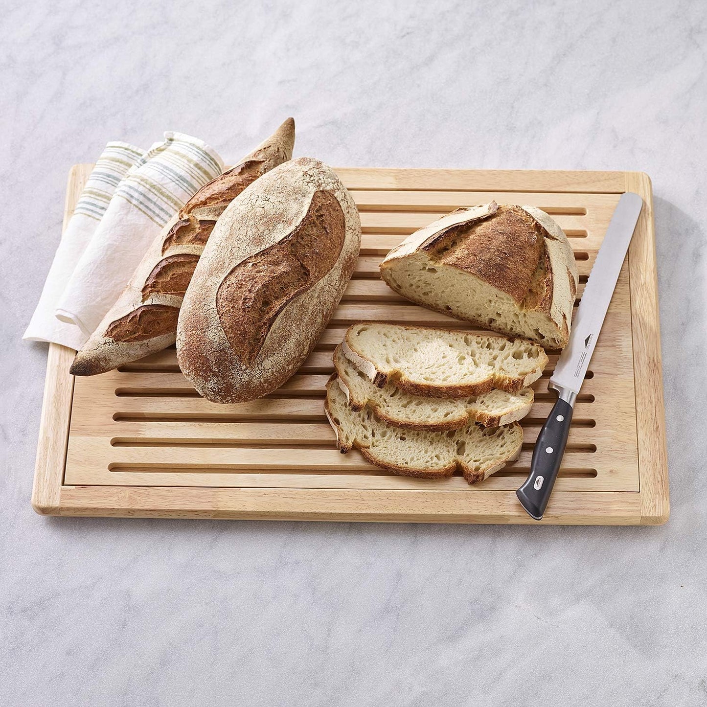 Brotschneidebrett mit Krümelfach, 60 x 40 cm, Hell 60 x 40 x 2 cm