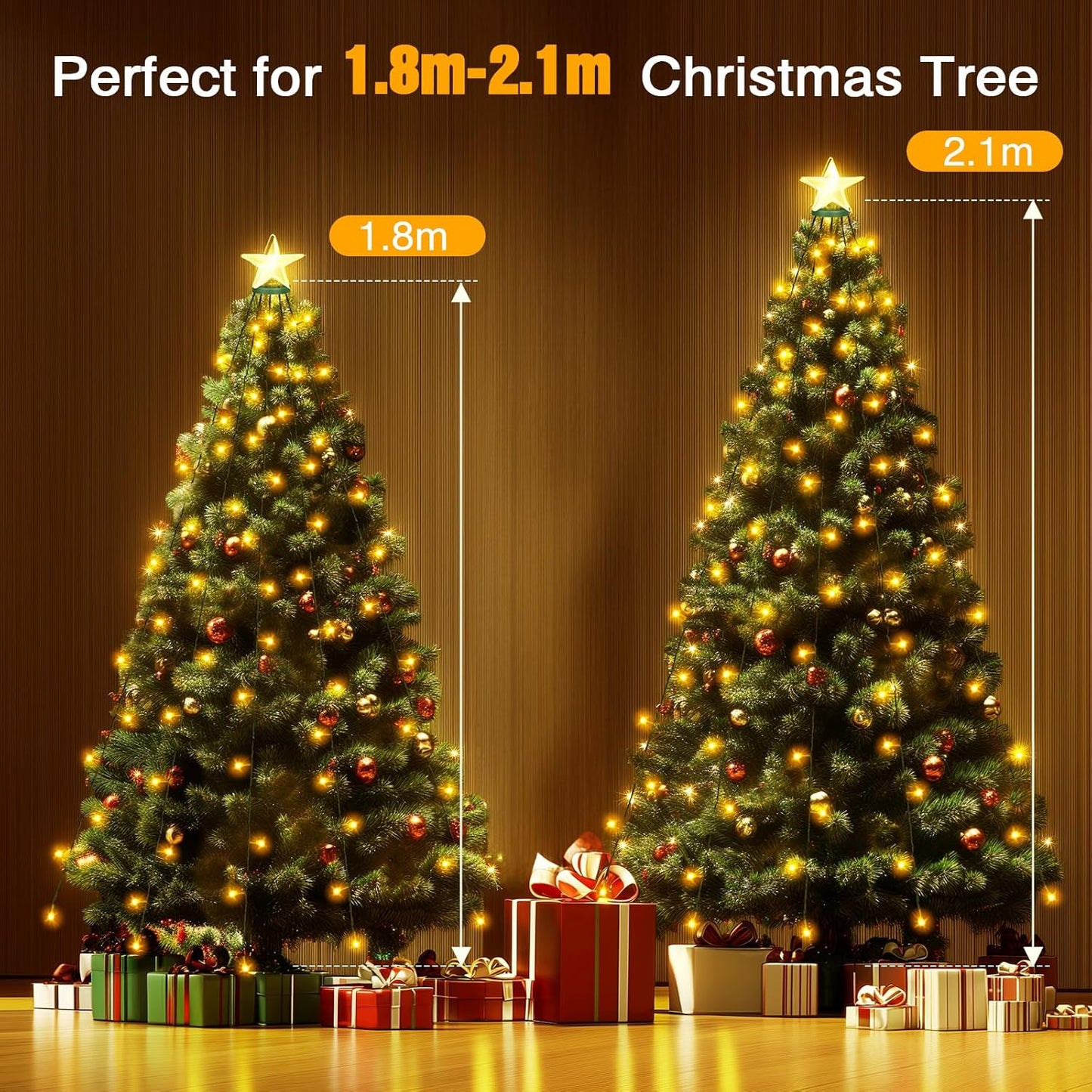 Christbaumbeleuchtung ‎RX-83-2 mit 8 Modi und 8 Strängen x 2 Meter, 8