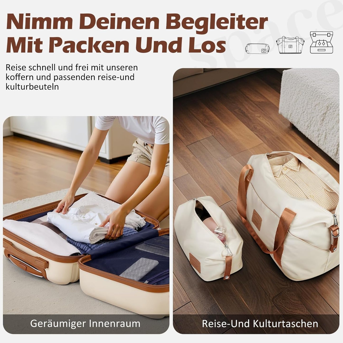 Hartschalen-Trolley-Set mit TSA-Schloss (3-teilig), Dunkelgrün/Braun Mittlerer Koffer-Set 3tlg