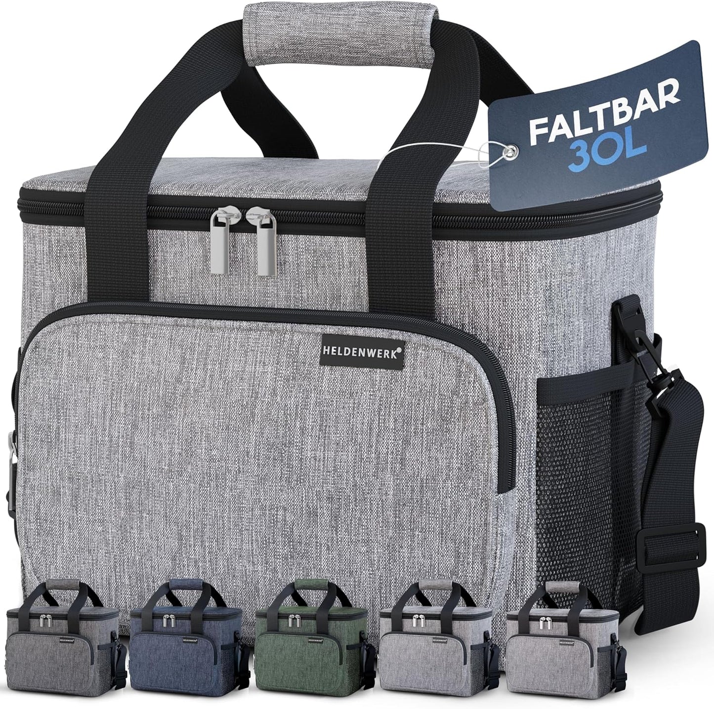 Faltbare Isoliertasche 30L, auslaufsicher & wasserdicht, Grau 30L