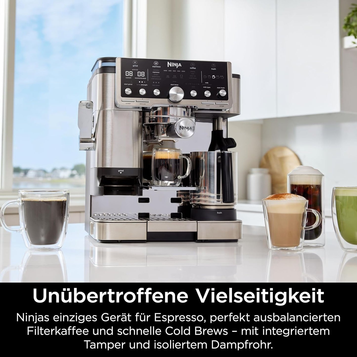 Luxe Pro Kaffeemaschine mit Mahlwerk und Milchaufschäumer, Pro