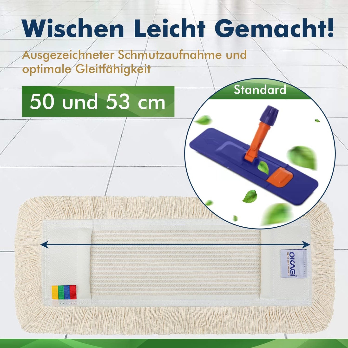 Wischmopp Bezug-Set, 50 cm 10 Stück Damp Mop Beige