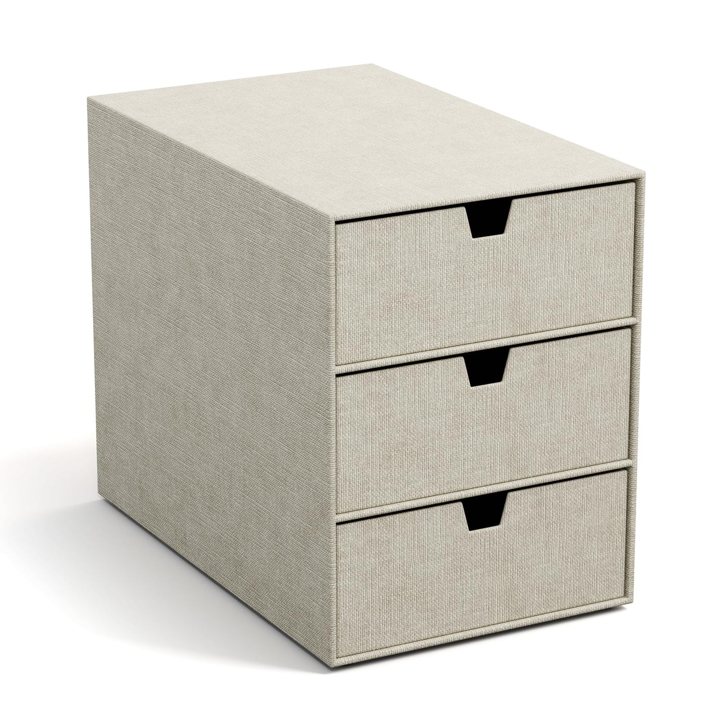Ingrid Schubladenbox mit 3 Fächern, Beige Leinenoptik