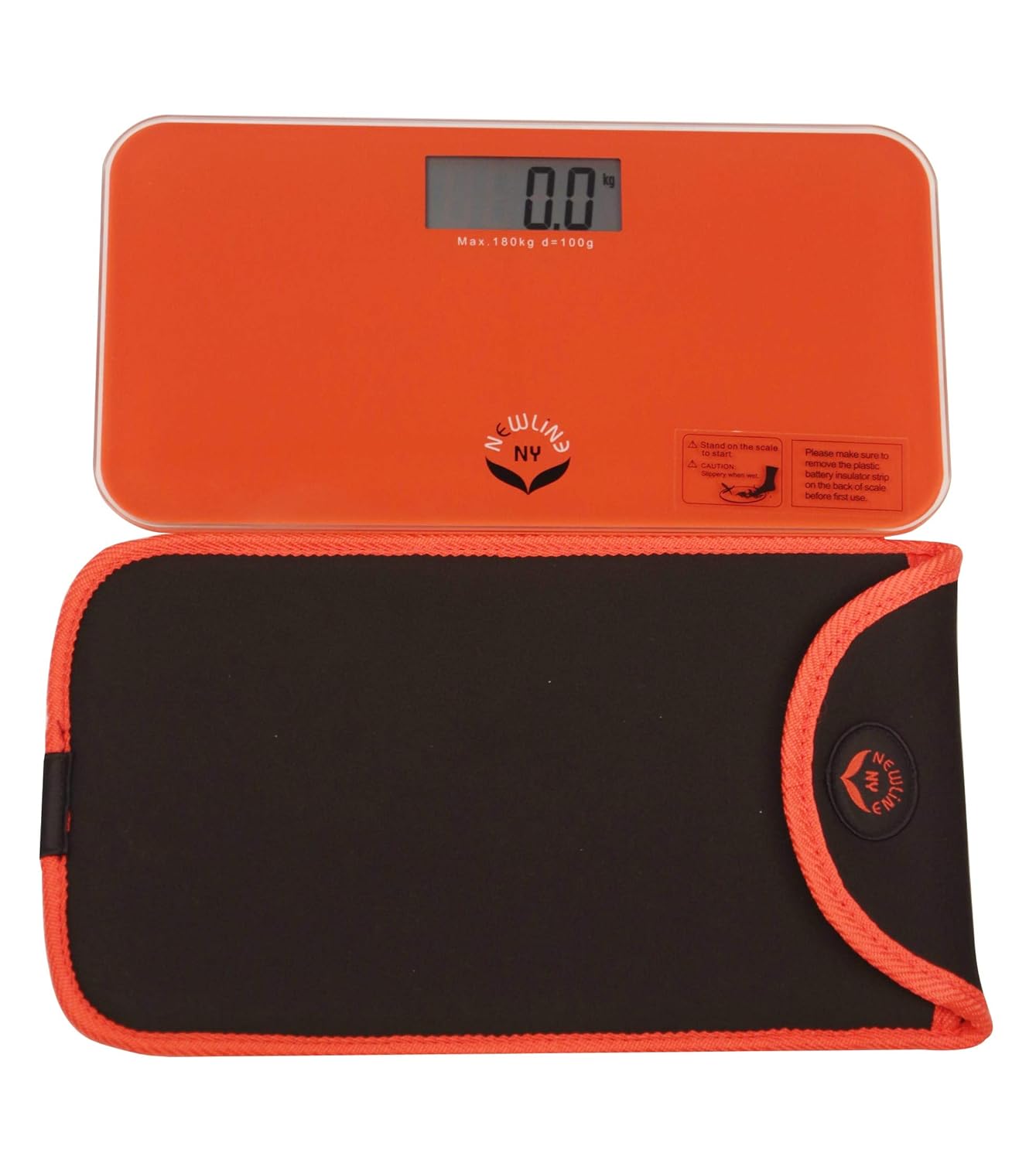 Mini Personenwaage mit Reisetasche, Rot Orange