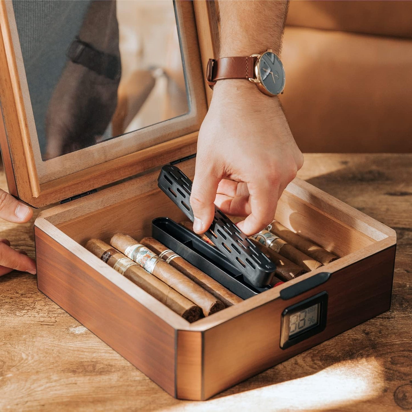 Mag Glass Humidor, Braun