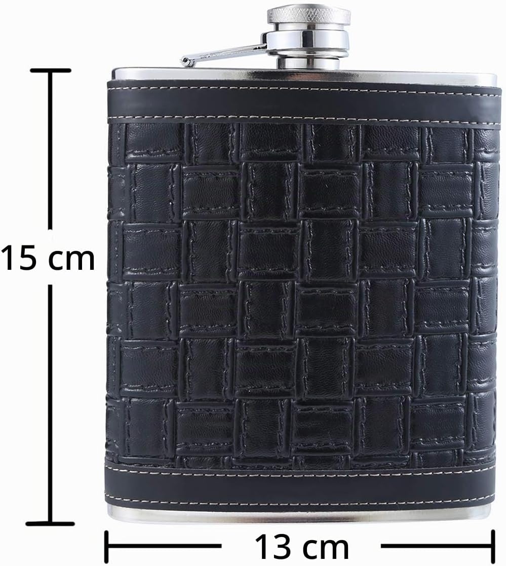 Flachmann mit Lederumwicklung, 18 oz C. Schwarz(2)