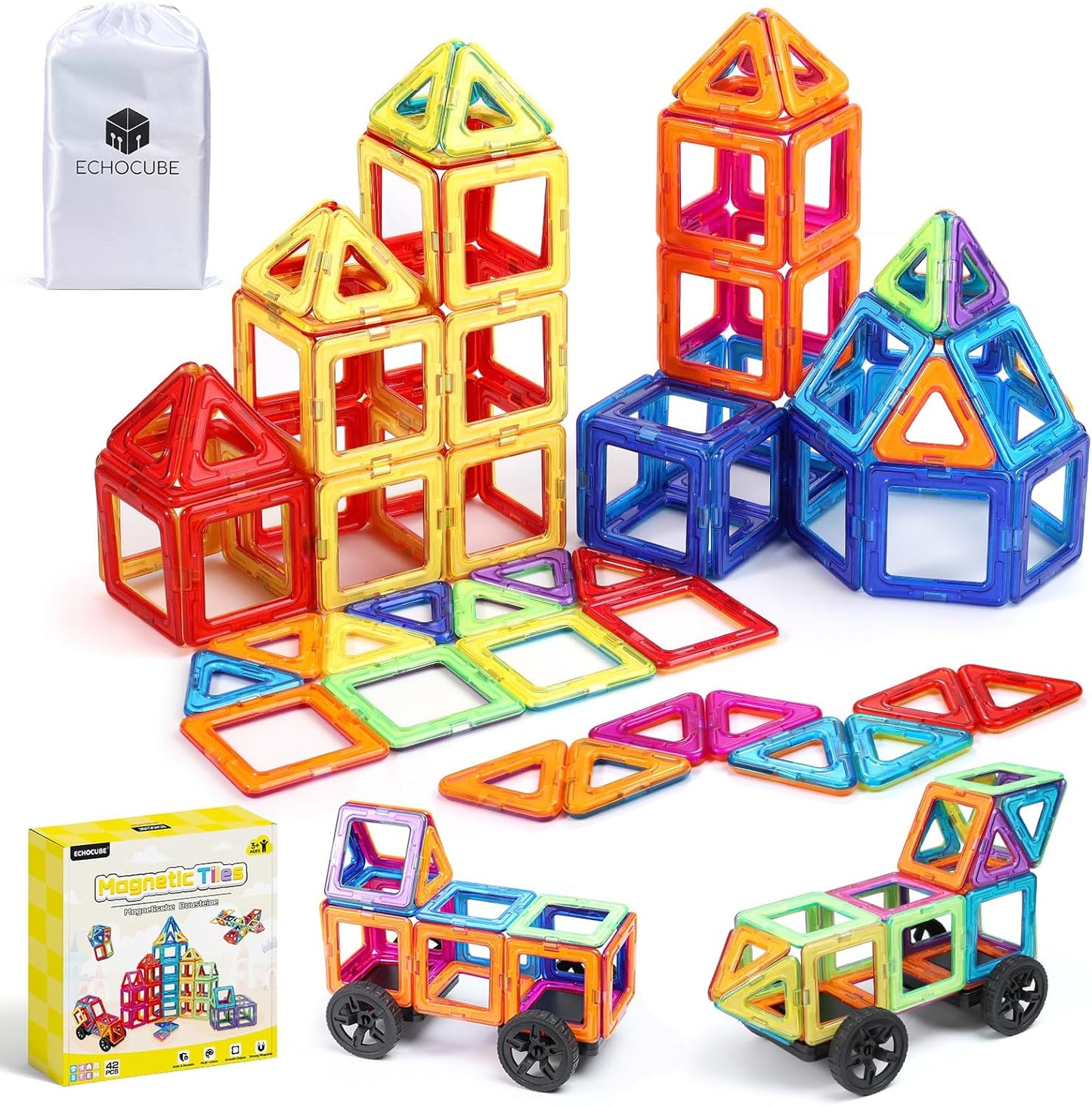 Magnetische Bauklötze Set, 42 STÜCK Mehrfarbig
