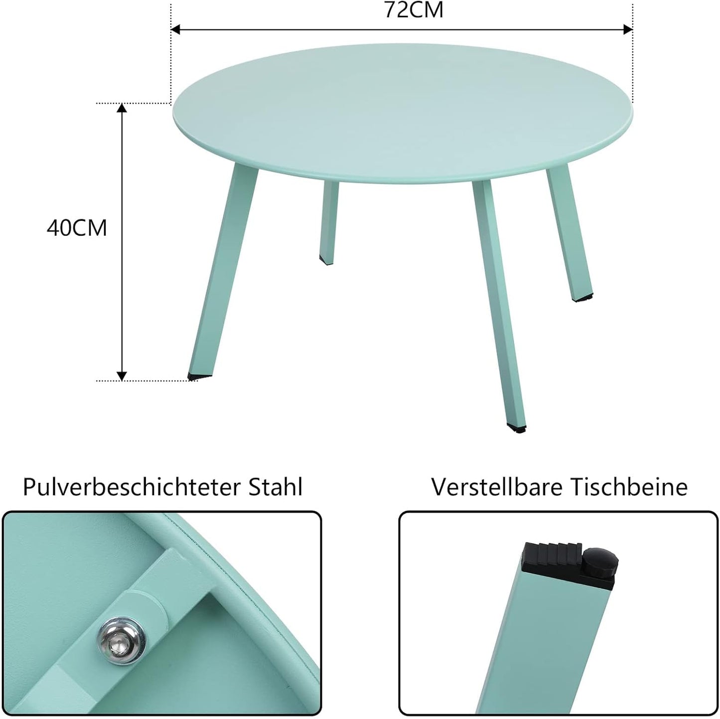 Runder Beistelltisch, Ø 70x40H cm Grün