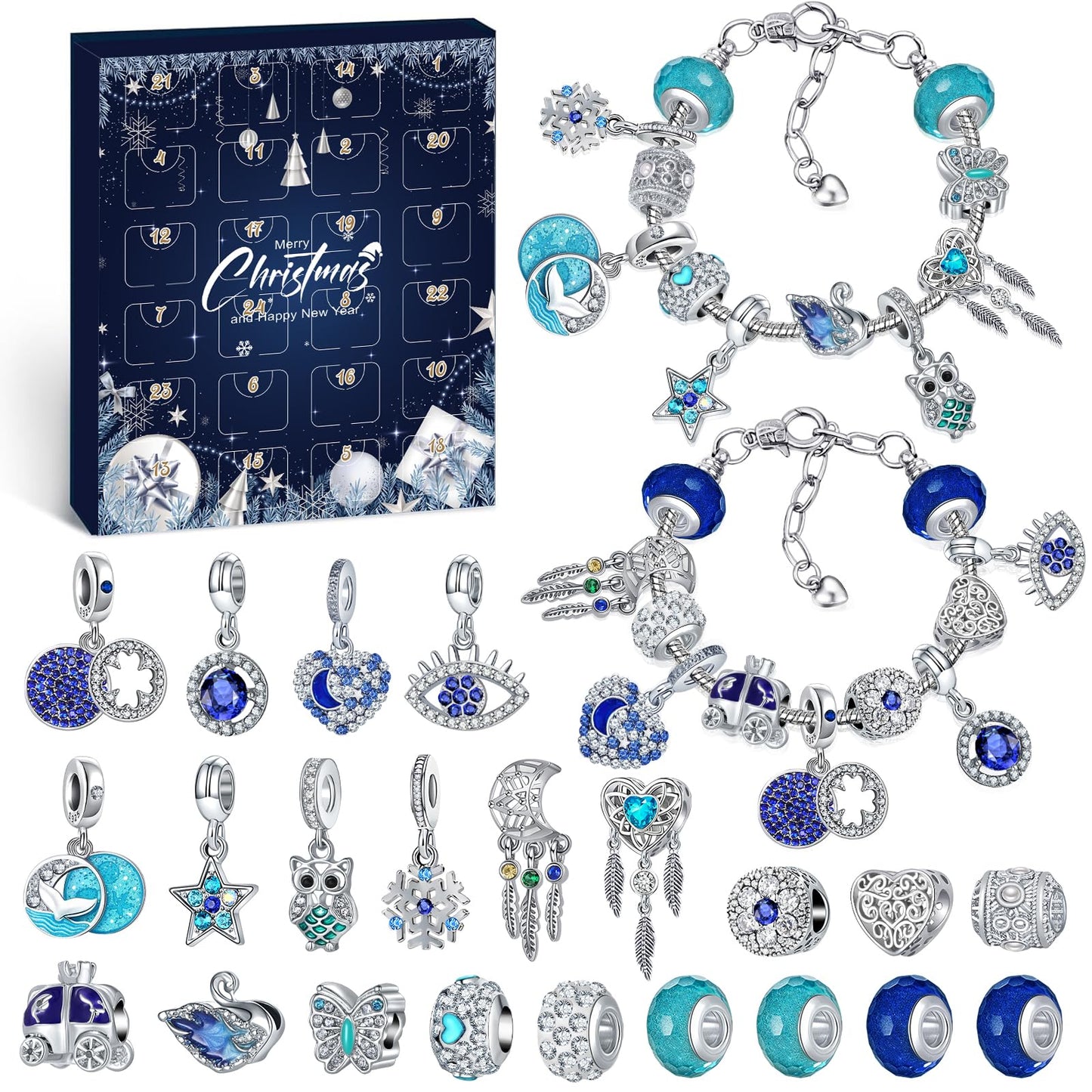 Adventskalender Schmuck-Bastelset, Blau