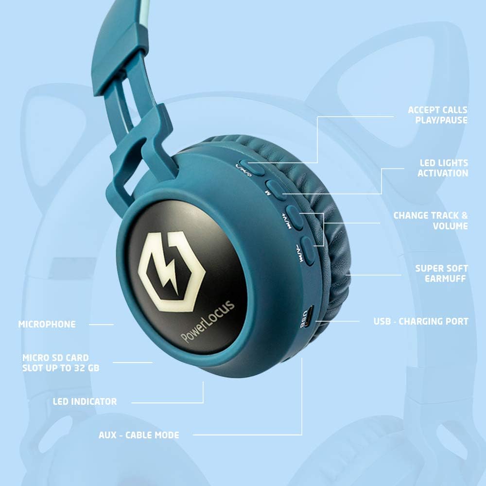 Kinderkopfhörer mit Bluetooth, Blau-N