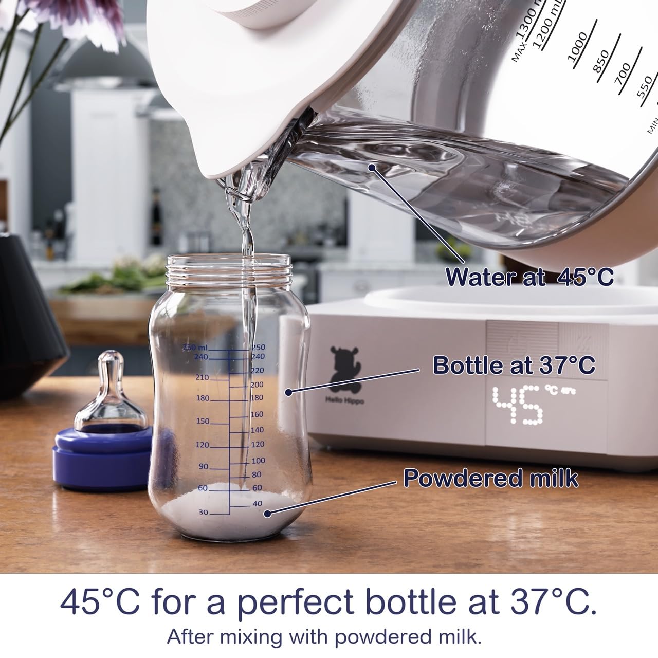 Elektrischer Wasserkocher mit Temperaturregelung, Sterilisator