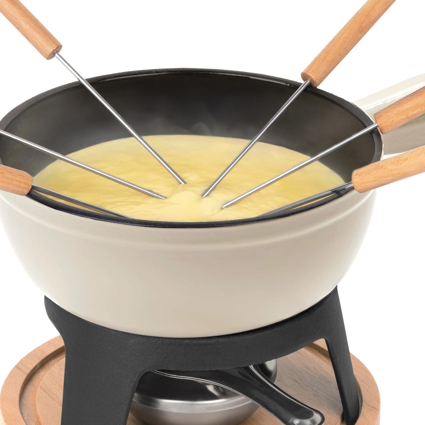 Fondue-Set aus Gusseisen für 6 Personen, Beige 6 Personen
