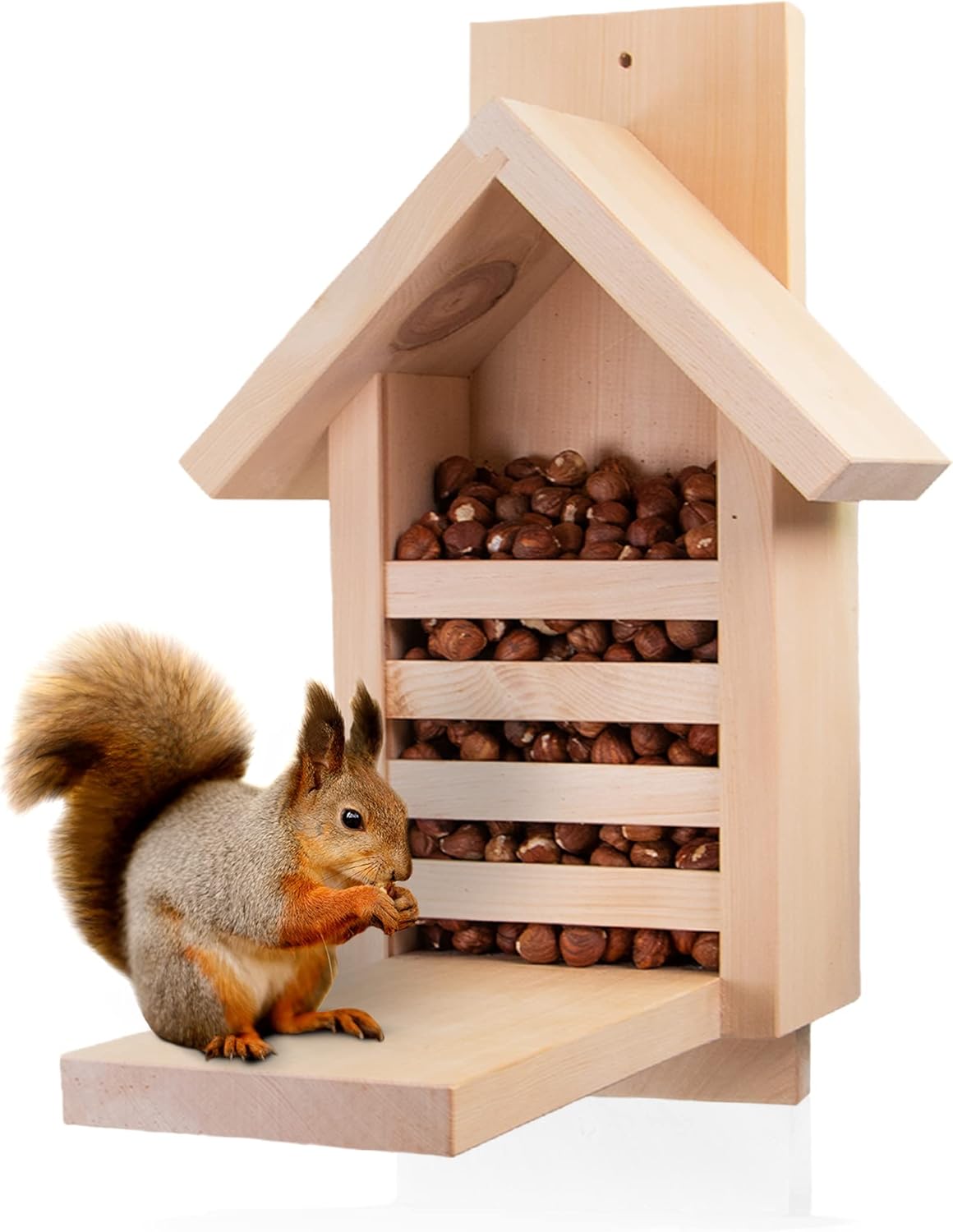 Eichhörnchen-Futterhaus aus Zirbenholz