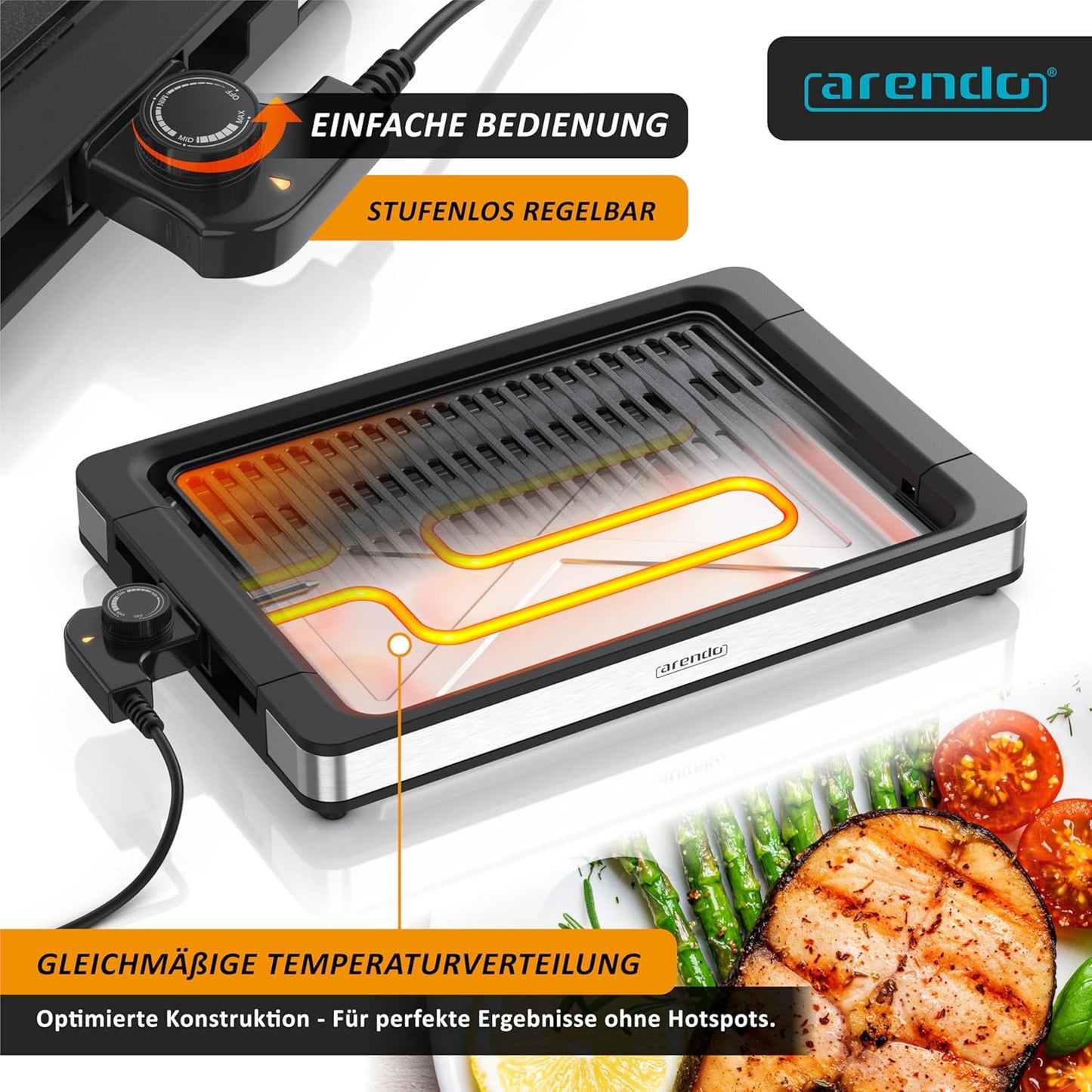 Tischgrill mit Antihaftbeschichtung, A: 1x Grillzone