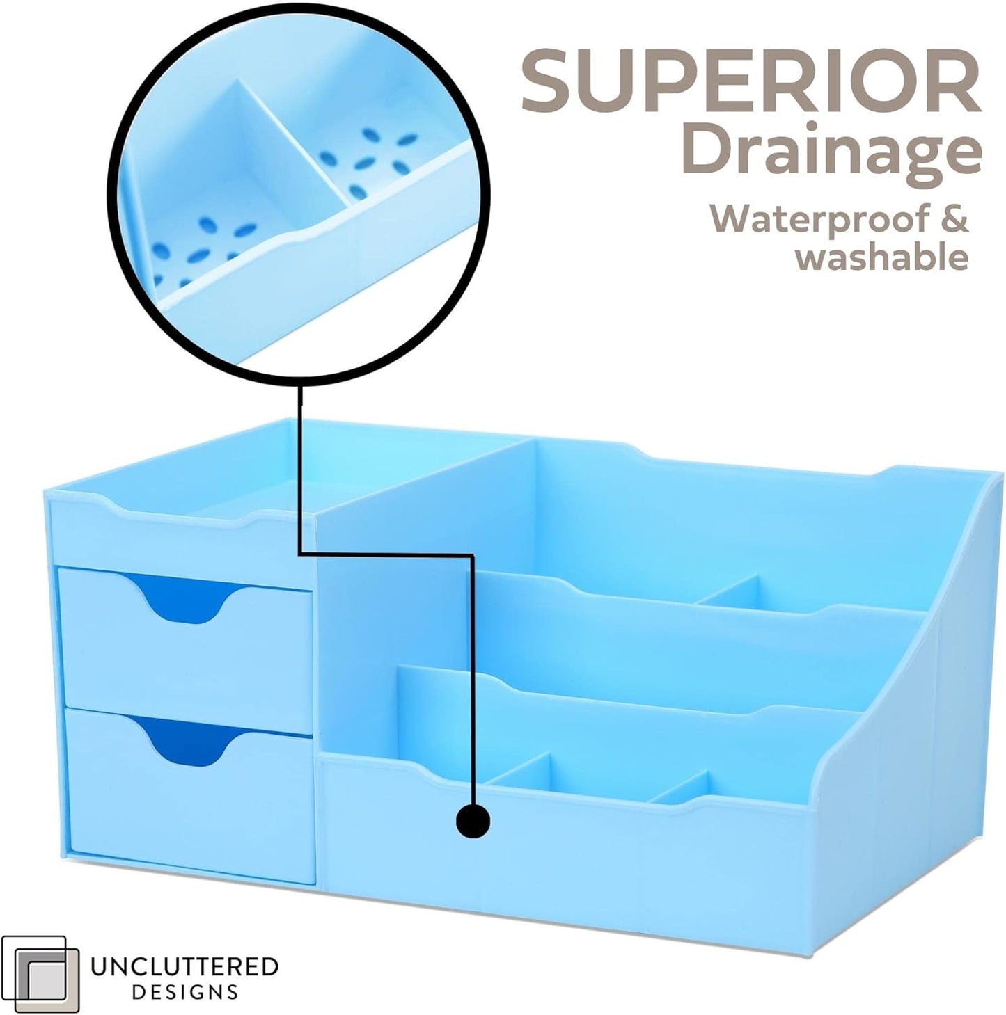 Make-up Organizer mit Schubladen, 2 Schublade Blau