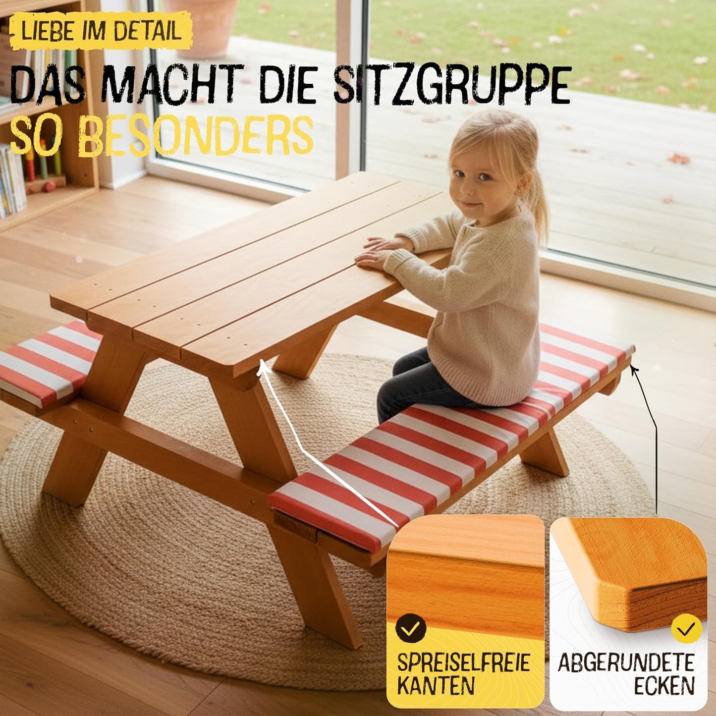 Kindersitzgruppe mit Polsterauflage für Garten