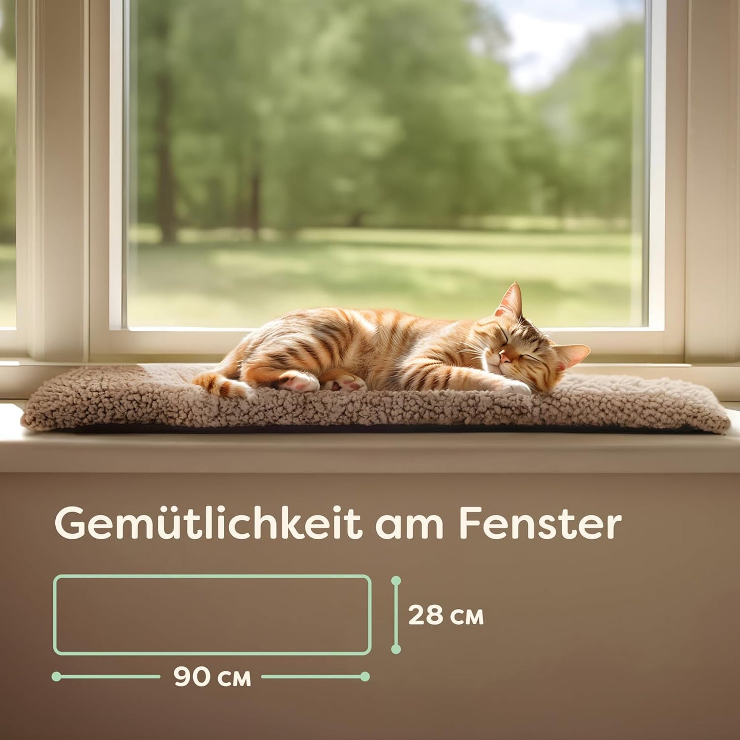 Rutschfeste Fensterliege, selbstwärmend, Braun 90x28cm