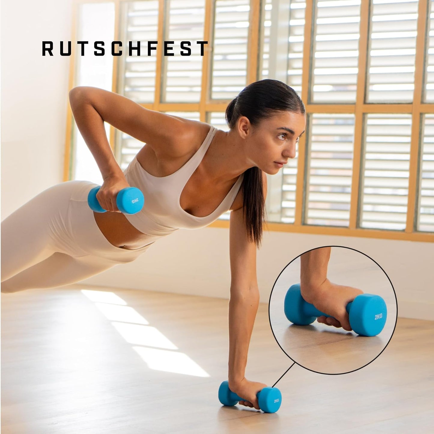 Neopren Hanteln-Set mit Fitnessposter, 2 x 2 kg, 2 x 2KG Blue